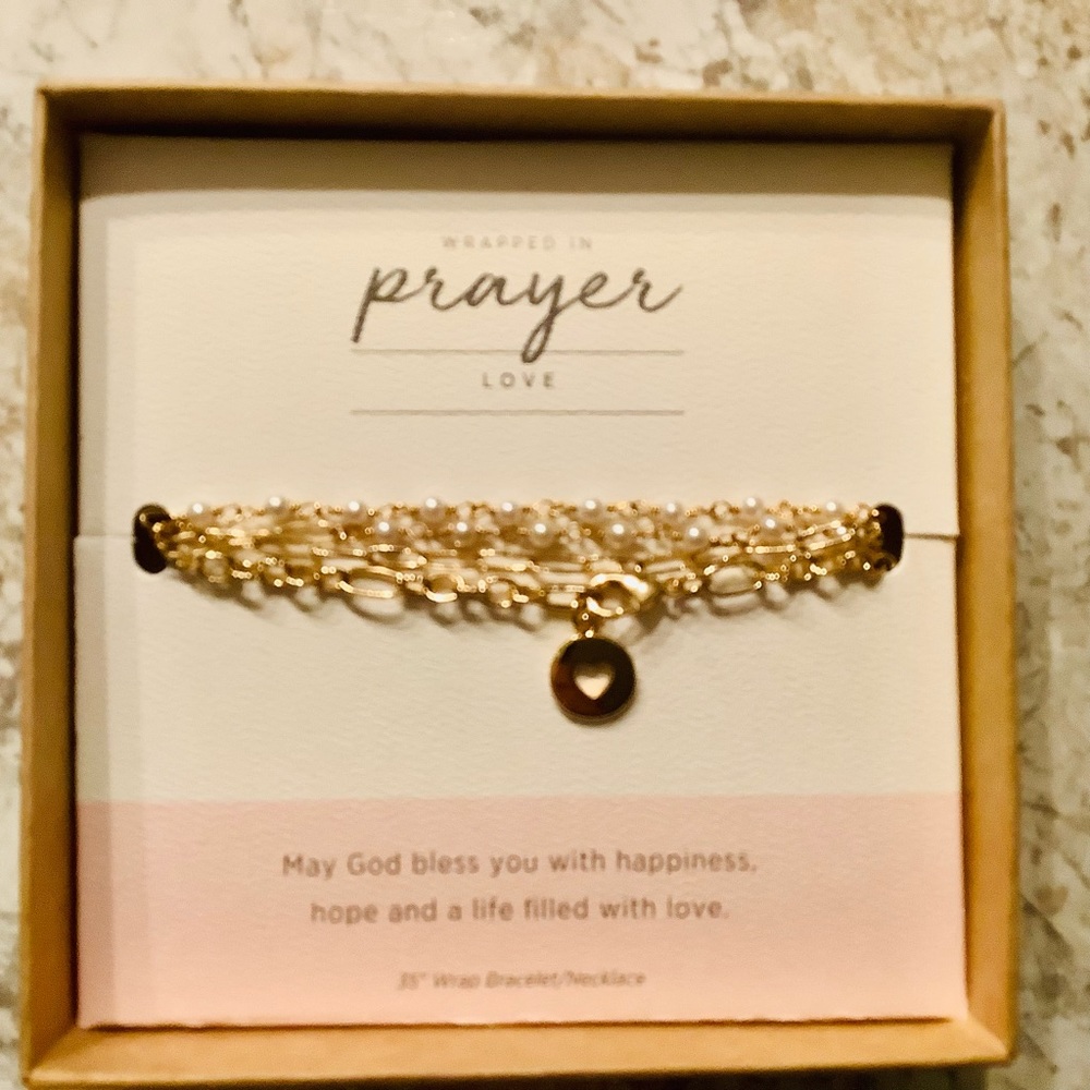 Wrap Heart Necklace or Bracelet Wrapped In Prayer 35” New In Box fDemdaco
